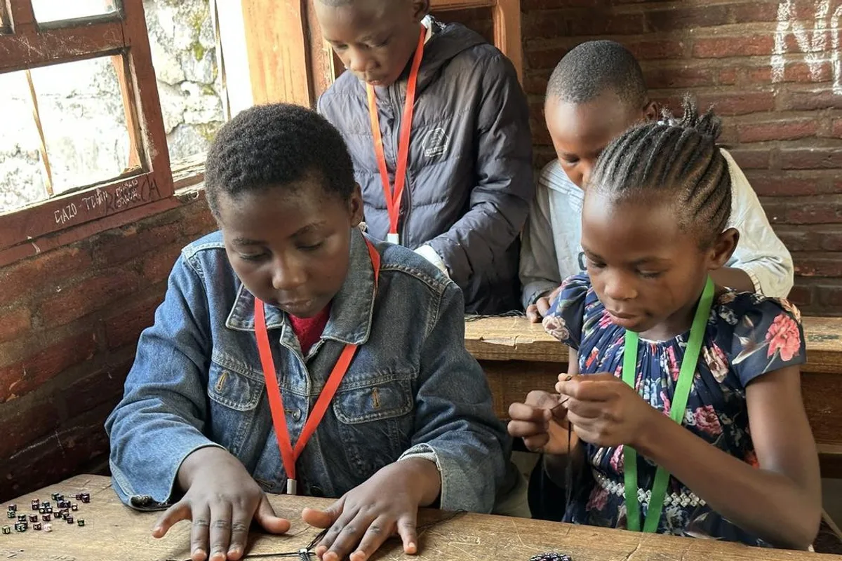 Children taking part in summer learning camp activities.